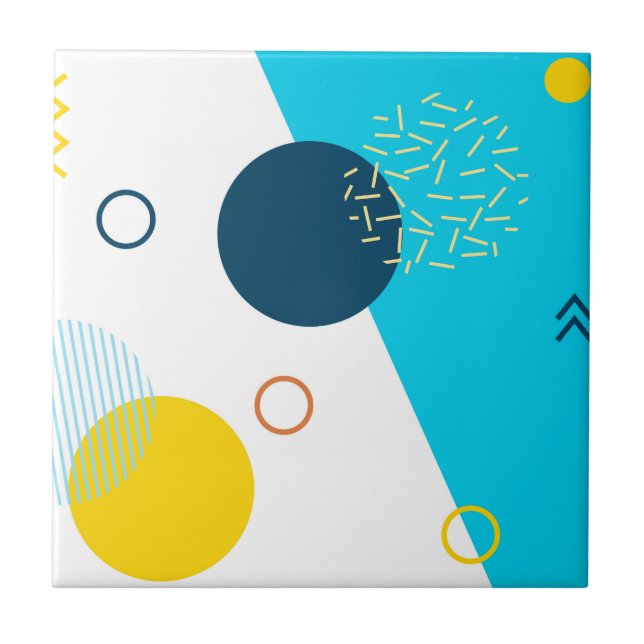 Cool, unique, trendy, urban, Memphis illustration Tile (Front)