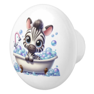 Cool unisex kids zebra bathroom ceramic knob