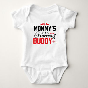cool unisex Mommy's fishing buddy word art  Baby Bodysuit