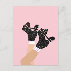 Cool Universe Roller Skates Derby Skater Pink Postcard