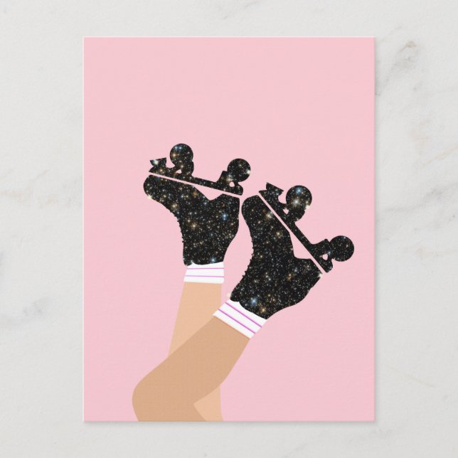 Cool Universe Roller Skates Derby Skater Pink    Postcard (Front)