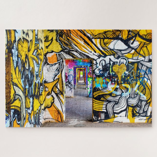 Cool urban graffiti in an abandoned building, jigsaw puzzle (Horizontal)