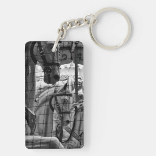 Cool, urban, modern photo of horses of carousel keychain