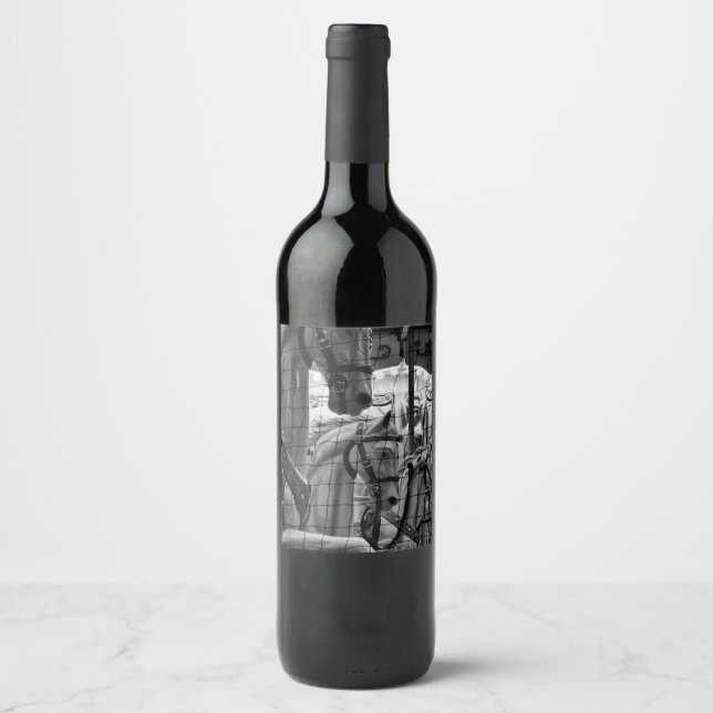 Cool, urban, modern photo of horses of carousel wine label (Front)