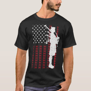 Cool US Flag Bagpiper For Men Women Bagpipe Player T-Shirt