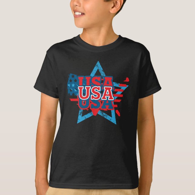 Cool USA Flag Color Star - LOVE USA T-Shirt (Front)