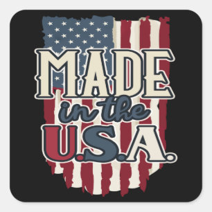 Cool USA Flag Design Made in the USA Square Sticker