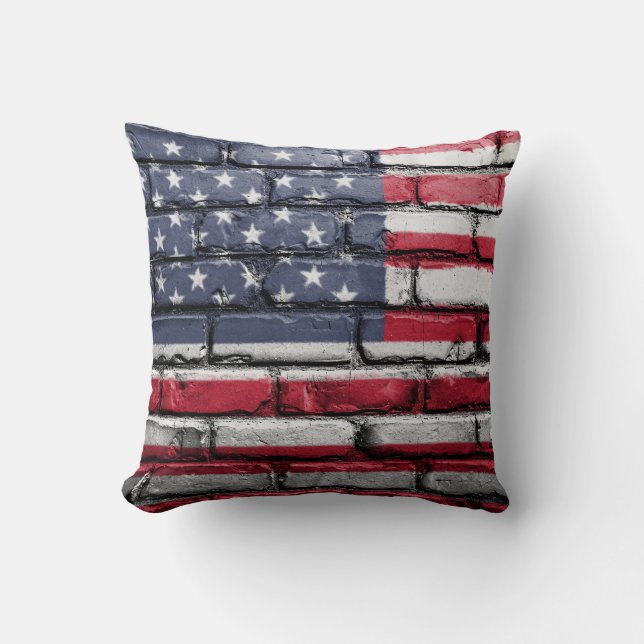Cool USA Flag Design Throw Pillow (Front)