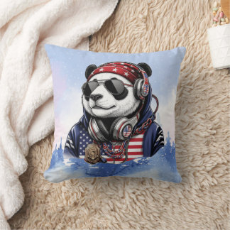 Cool USA Panda – Patriotic Red, White & Blue Panda Throw Pillow