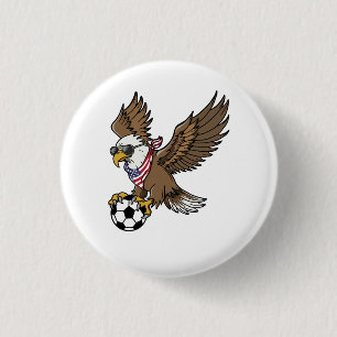 Cool USA Soccer Eagle Sunglasses Vintage Patriotic 1 Inch Round Button