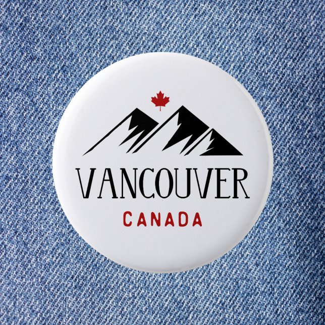 Cool Vancouver Canada Mountains Maple Leaf 2 Inch Round Button (Creator Uploaded)