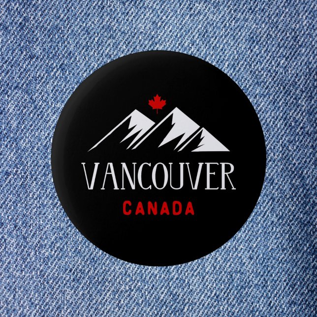 Cool Vancouver Canada Mountains Maple Leaf Dark 2 Inch Round Button (Creator Uploaded)