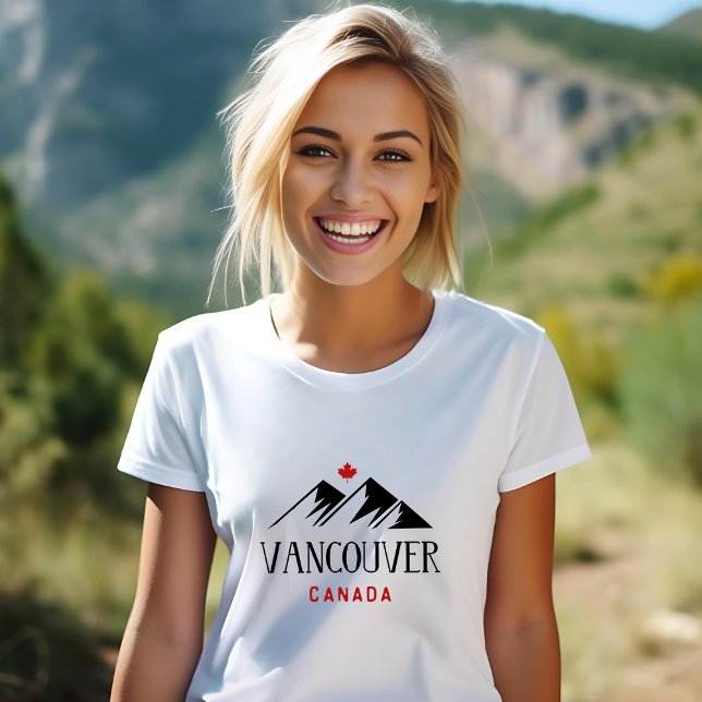 Cool Vancouver Canada Mountains Maple Leaf T-Shirt (Creator Uploaded)