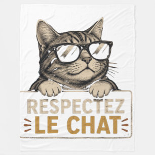 Cool Vector Cat with Sunglasses – fun Fleece Blanket