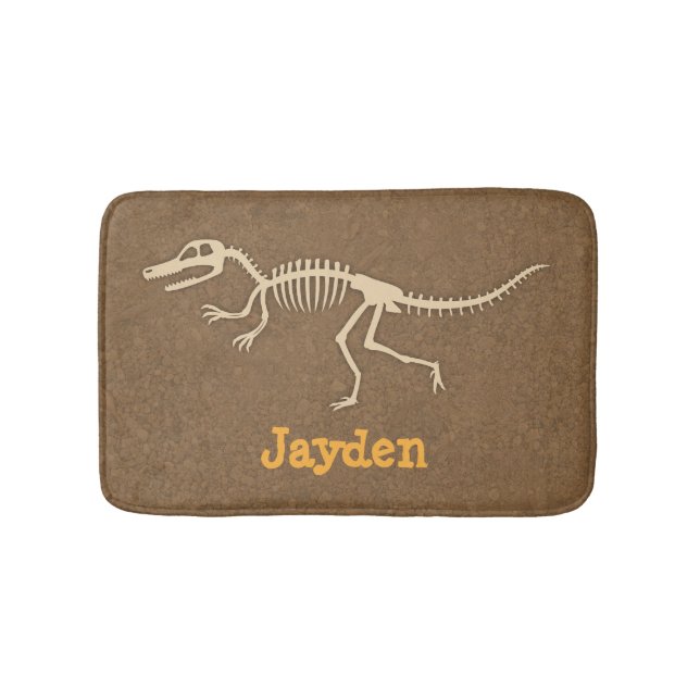 Cool Velociraptor Dinosaur Bones Boys Room Decor Bath Mat (Front)