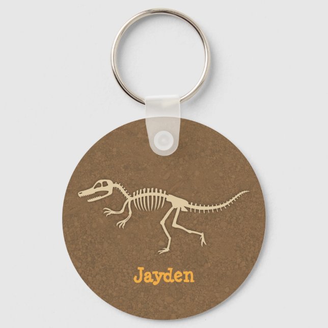Cool Velociraptor Dinosaur Bones For Boys Keychain (Front)