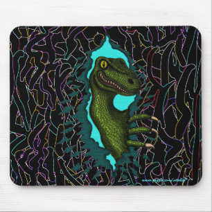 Cool velociraptor dinosaur mousepad design