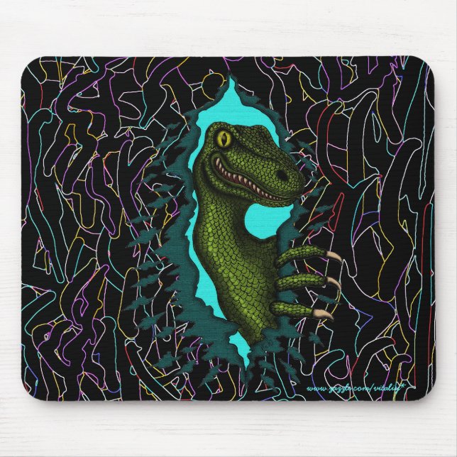 Cool velociraptor dinosaur mousepad design (Front)