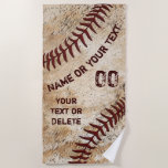 Cool Vintage Baseball Beach Towel, PERSONALIZED Beach Towel<br><div class="desc">Cool faux Vintage Baseball Beach Towel, PERSONALIZED. Type in your Name, Jersey Number or Monogram and Your Team Name or YOUR TEXT or just Delete it. CALL Designers Rodney or Linda: 239-949-9090 to create other cool vintage look baseball bathroom accessories and gifts. We can create an entire men's baseball towel...</div>