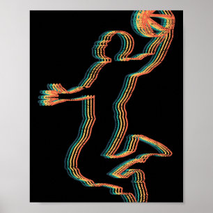 Cool Vintage Basketball Players Slam Dunk Coach Si Poster