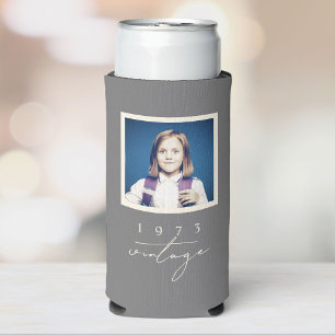 Cool Vintage Birthday Party Script Photo Seltzer Can Cooler