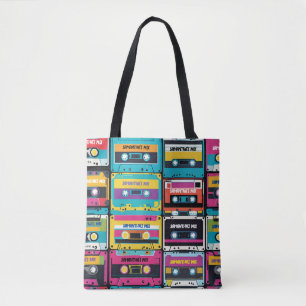 Cool Vintage Cassette Tape Custom Name  Tote Bag