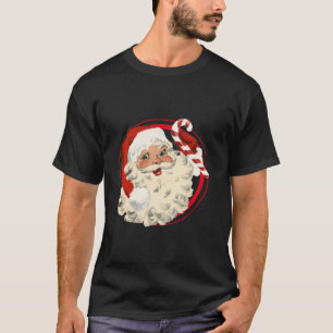Cool Vintage Christmas Santa Claus smiling with Ca T-Shirt