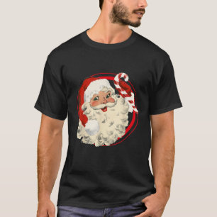 Cool Vintage Christmas Santa Claus smiling with Ca T-Shirt