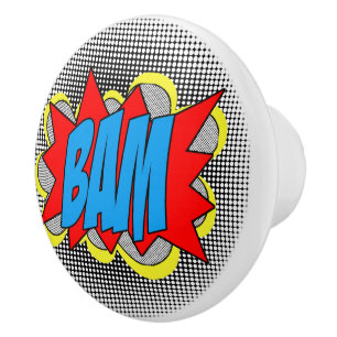 Cool Vintage Comic Book Pop Art Style BAM! Ceramic Knob