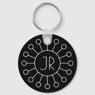Cool Vintage Logo Style Monogram   Black & White Keychain