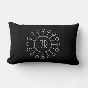 Cool Vintage Logo Style Monogram Black & White Lumbar Pillow