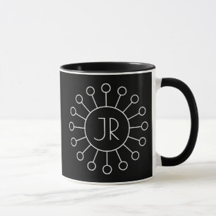 Cool Vintage Logo Style Monogram   Black & White Mug