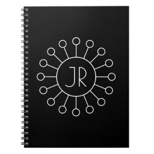 Cool Vintage Logo Style Monogram   Black & White Notebook