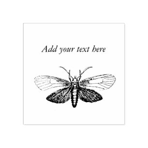 Cool Vintage Moth Add Your Personal Text Rubber Stamp