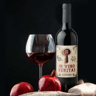 Cool Vintage Mystery Red Escape Room Latin Words Wine Label