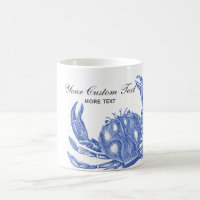 Cool Vintage Nautical Blue Crab Custom Beach