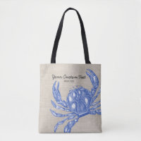 Cool Vintage Nautical Blue Crab Custom Beach