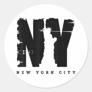 Cool Vintage New York City Style Tee Shirts, New Y Classic Round Sticker
