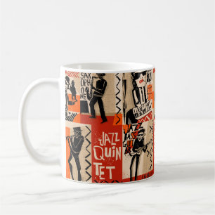 cool vintage of jazz band poster with trumpet play coffee mug