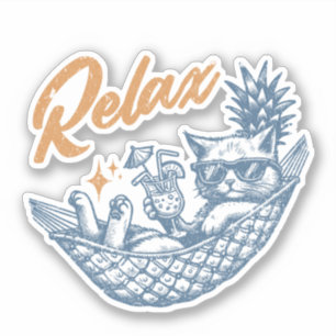 Cool Vintage Retro Cat Relaxing Hammock Cocktail