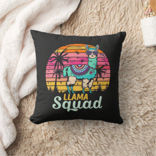 Cool Vintage Retro Llama Squad Throw Pillow