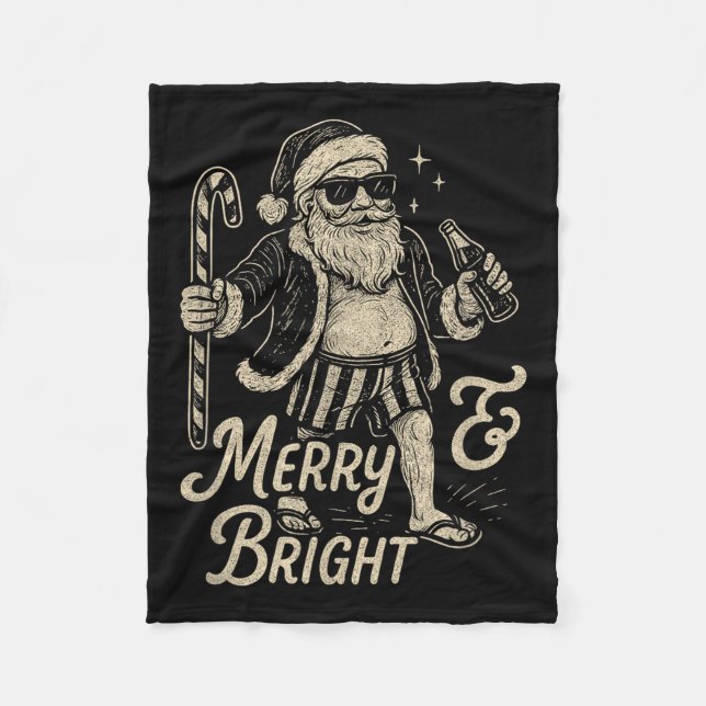 Cool Vintage Santa Clause Party Design  Fleece Blanket (Front)