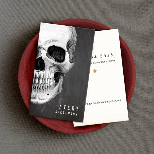 Cool Vintage Skull Etching Business Card