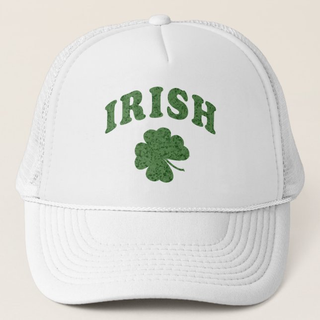 Cool Vintage Style Irish Green Irish Shamrock Hat (Front)