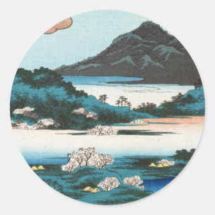 Cool vintage ukiyo-e japanese waterscape mountain classic round sticker