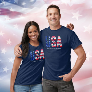 Cool Vintage USA American Flag Custom Text T-Shirt