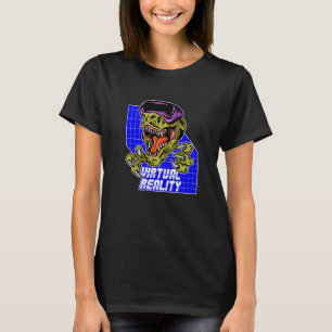 Cool Virtual Reality Dinosaur Gaming Illustration T-Shirt