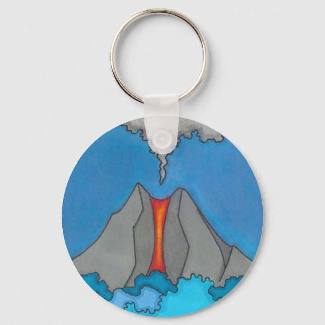 Cool Volcano Modern Art Custom Key Chain (Front)