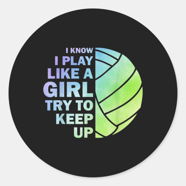 Cool Volleyball For Women Girls Youth Volleyball T Classic Round Sticker (Front)