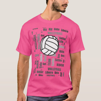 Cool Volleyball With Word Cloud Volleyball Terms T-Shirt
